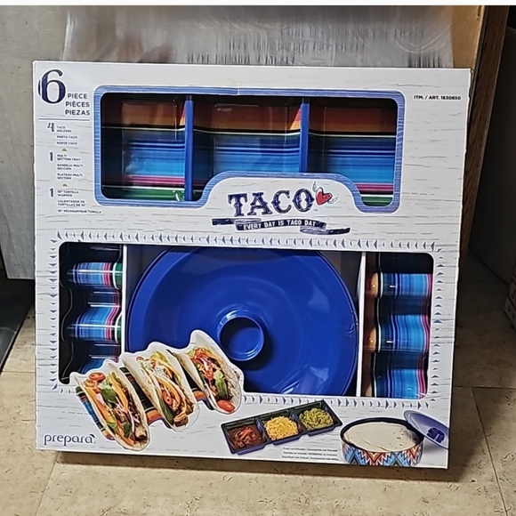 Prepara 6pc Melamine Taco Serving Set - Picture 2 of 9